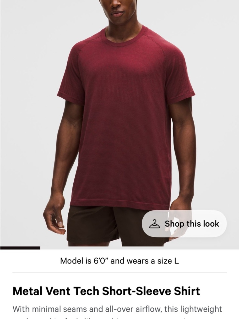 lululemon athletica Men's Metal Vent Tech Short-Sleeve Tee in Wine